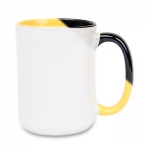 White mug 450 ml with color handle and inside