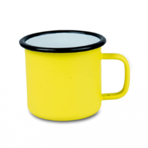 Metal enamel color matte mug with black rim