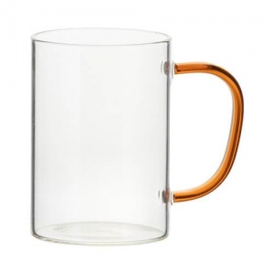 Glass mug with color handle