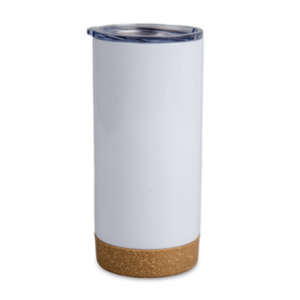 White thermal mug with cork bottom
