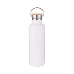 White thermos with bamboo lid 750ml