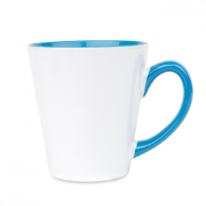 White mug SMALL LATTE with color rim and inside (1)
