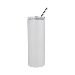 White color thermal mug 600ml with straw