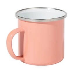 Metal enamel color mug with silver rim 